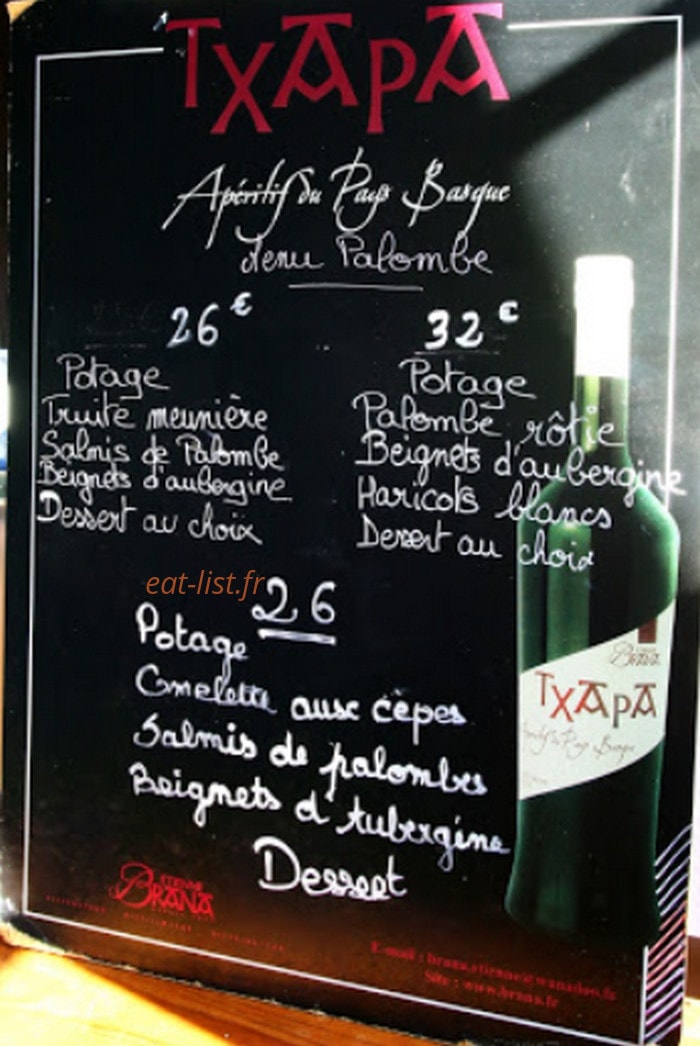 Auberge d'Ahusquy — carte page 1