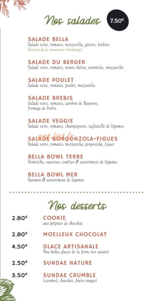 Pizza Bella — carte page 6