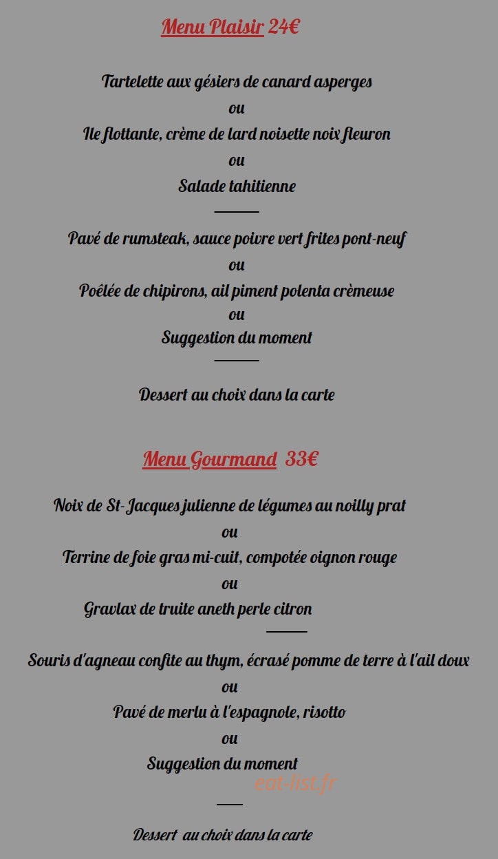 Restaurant le Saint-Blaise — carte page 1