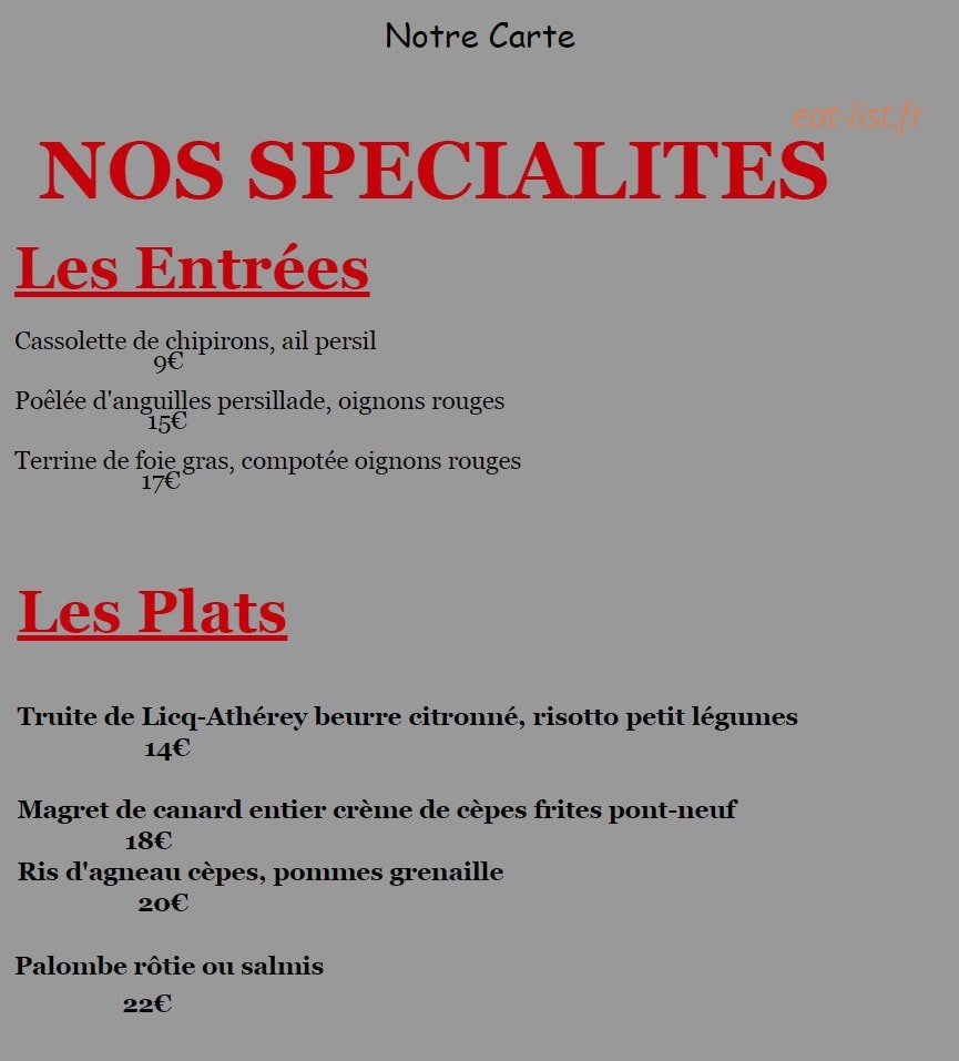 Restaurant le Saint-Blaise — carte page 3