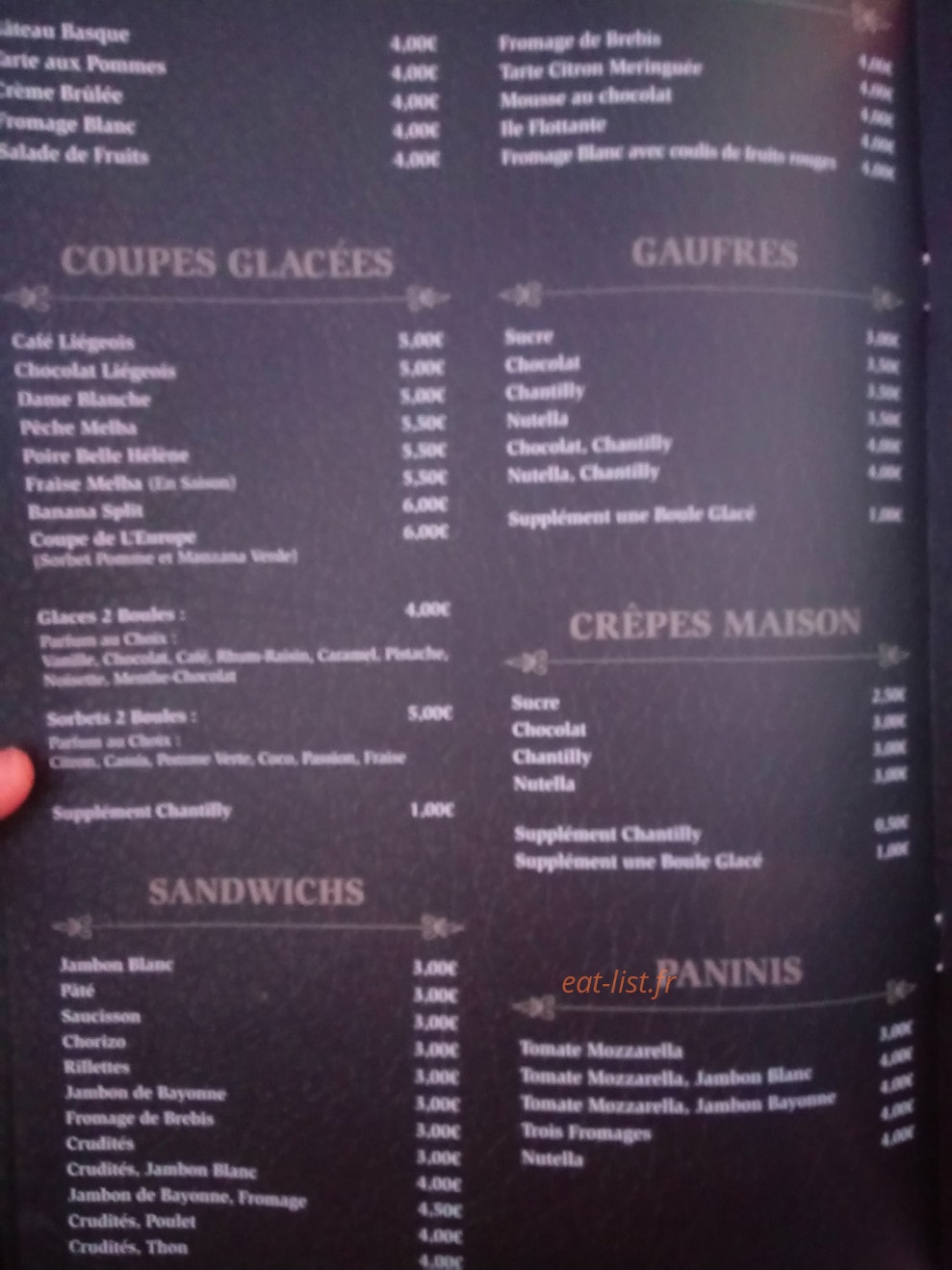 Café de l'Europe — carte page 1