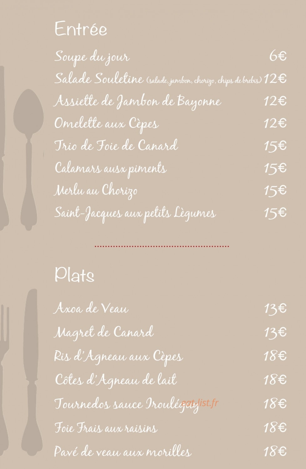 Hôtel restaurant du col d'osquich — carte page 2