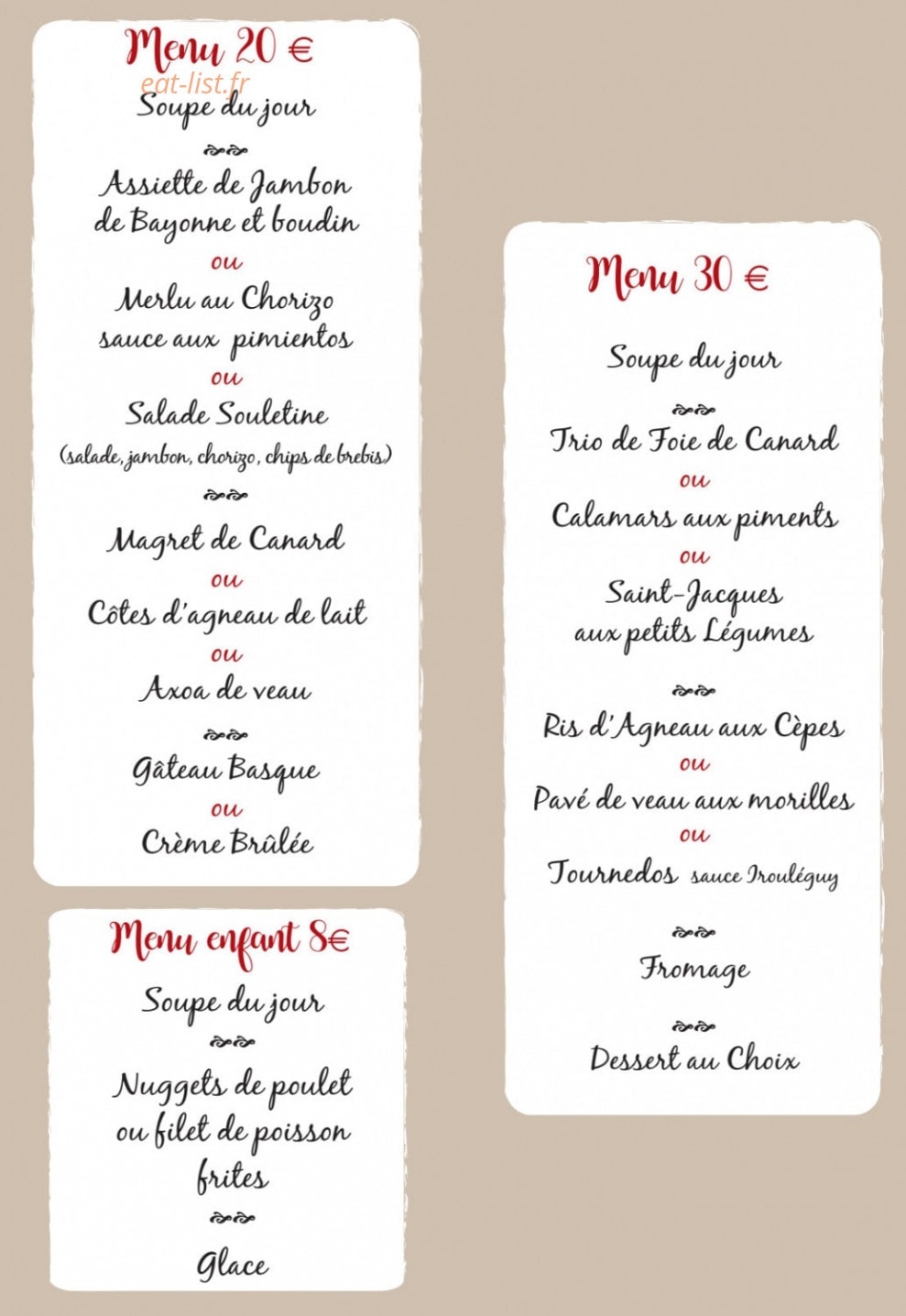 Hôtel restaurant du col d'osquich — carte page 1