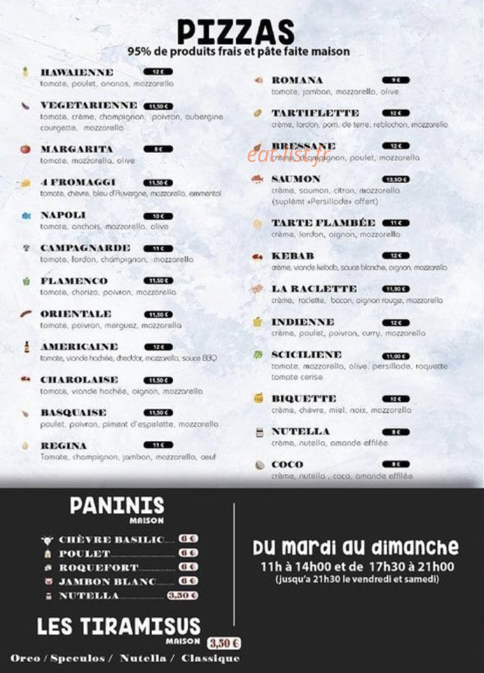 Kapana Pizza — carte page 1