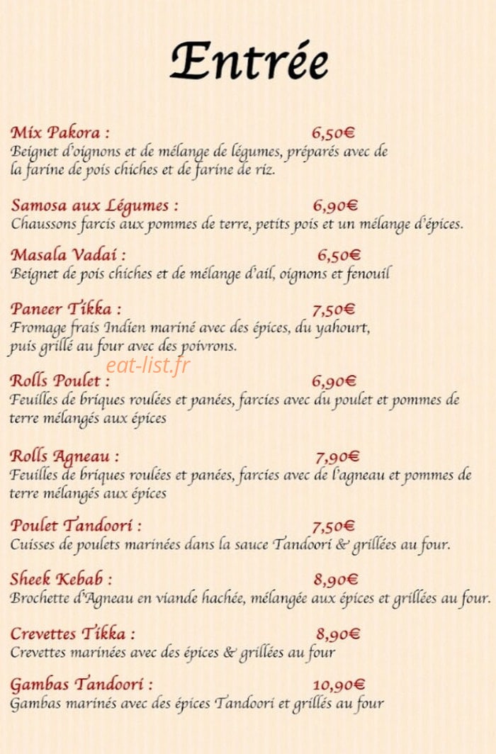 Karthik’s Biryani — carte page 1