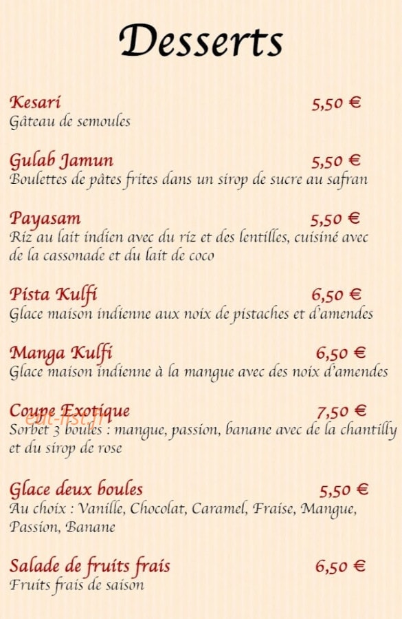 Karthik’s Biryani — carte page 4