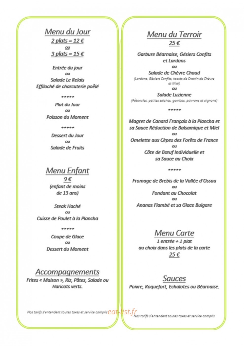 Le Relais Pau-Lons — carte page 2