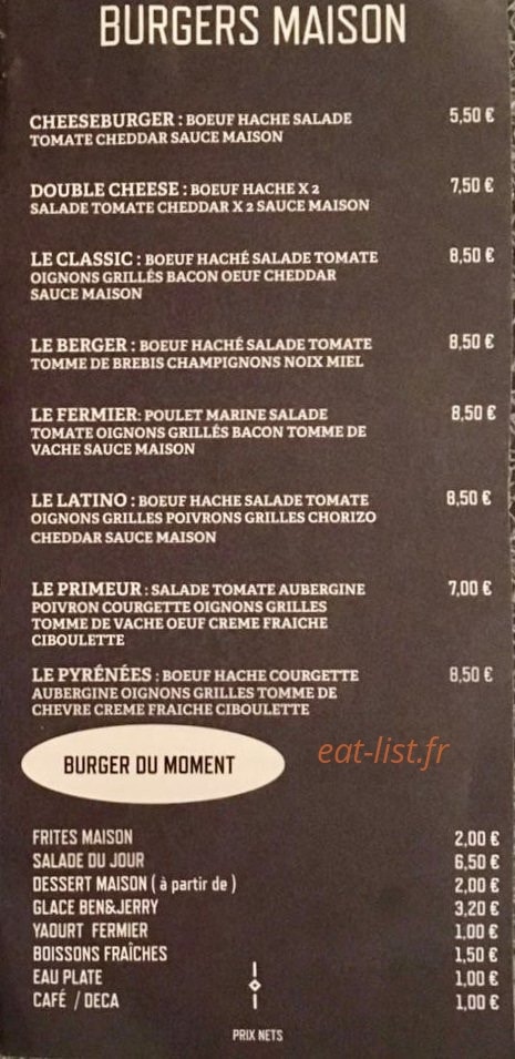 Street Burger — carte page 2