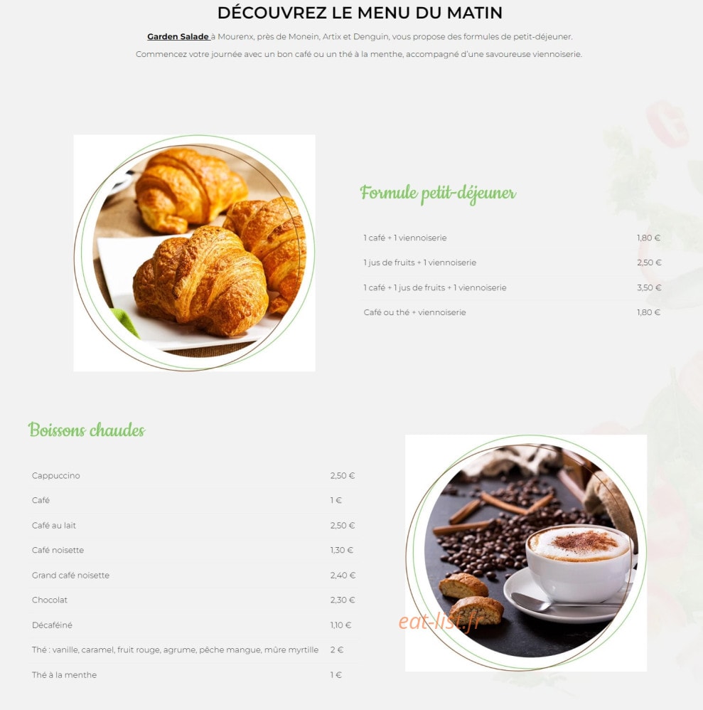 Garden Salade — carte page 1