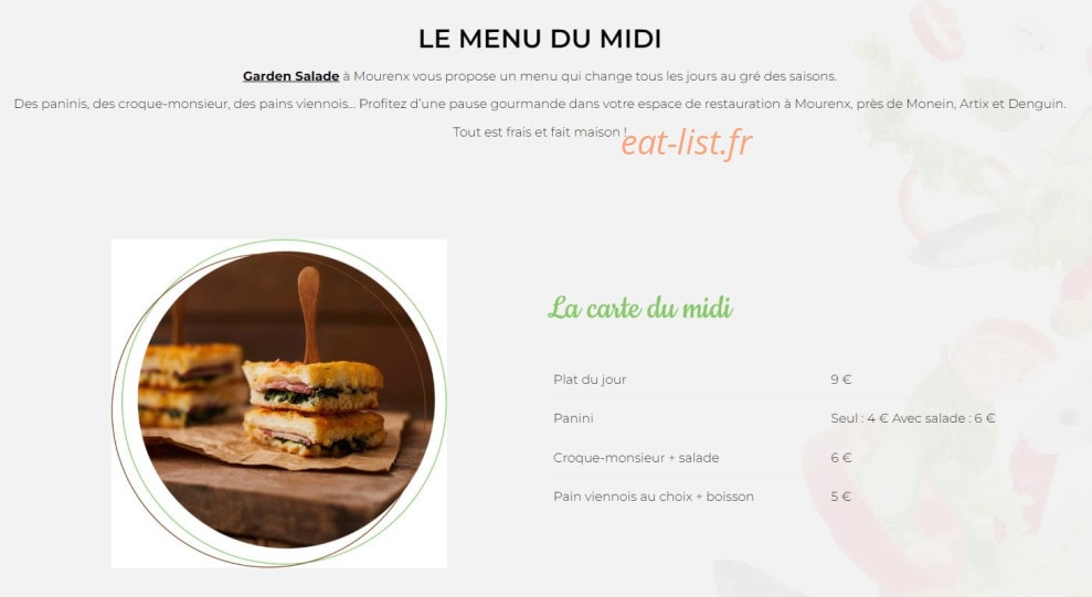 Garden Salade — carte page 2
