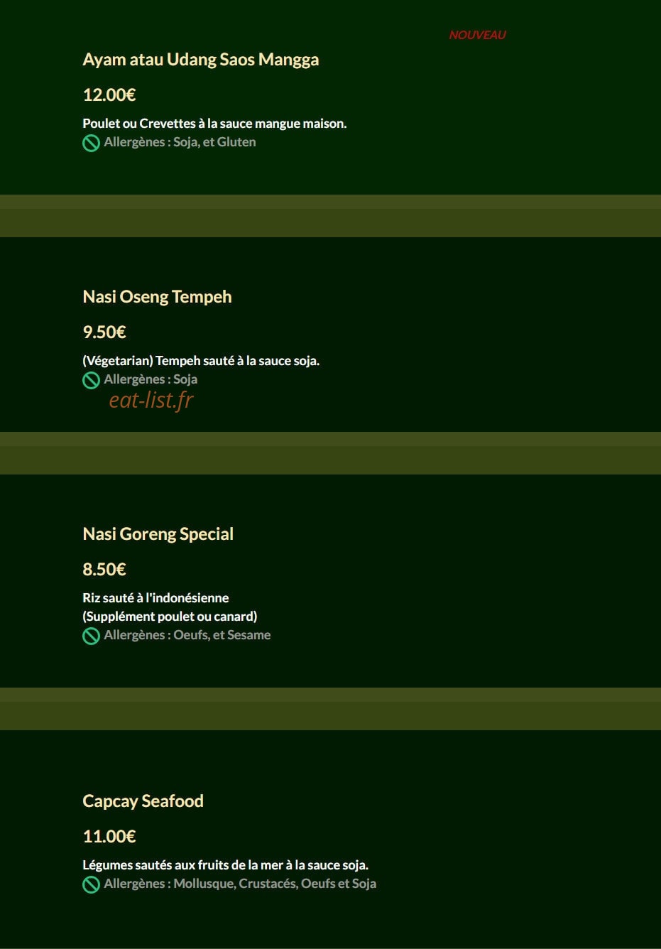 Warung Radja — carte page 2