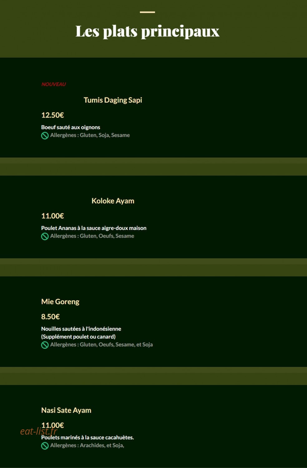 Warung Radja — carte page 1
