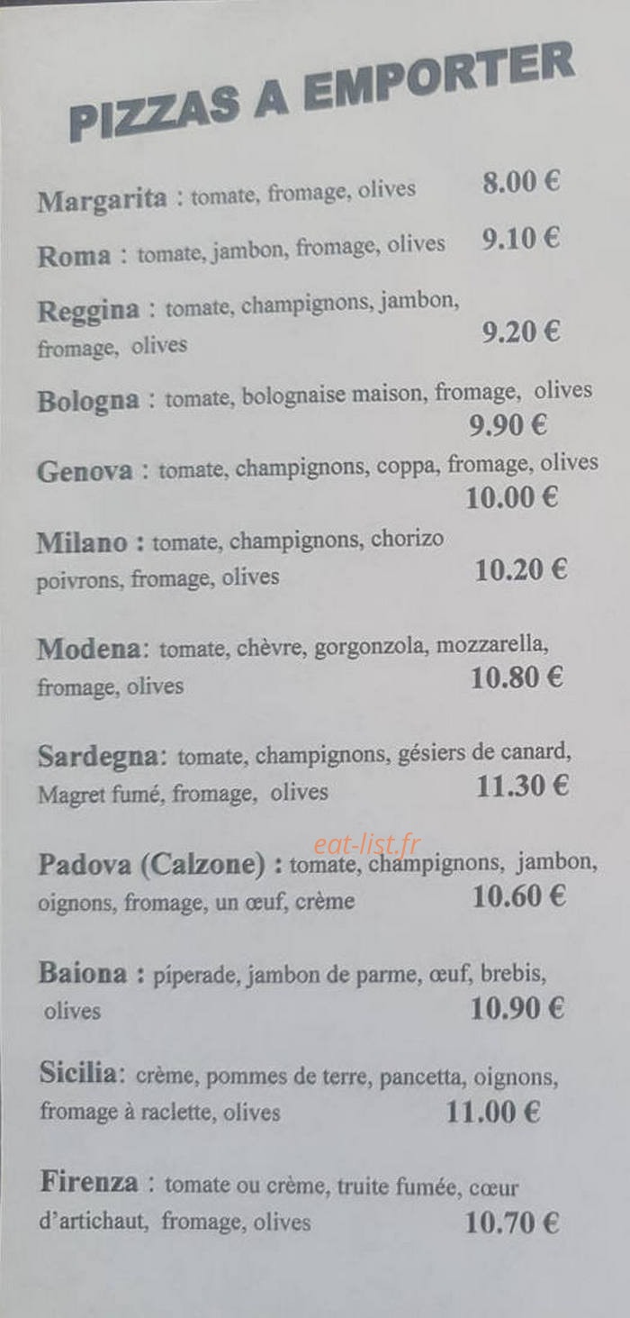 Brasserie Pizzeria Le Colisée — carte page 1