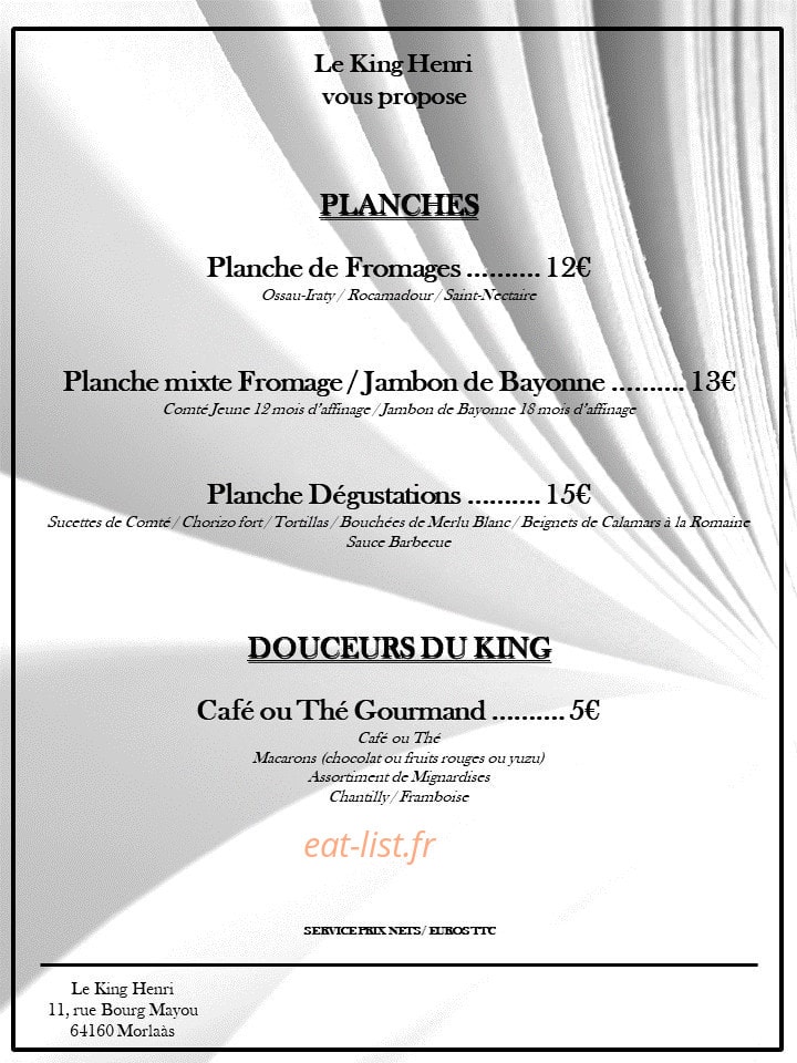 Le King Henri — carte page 1