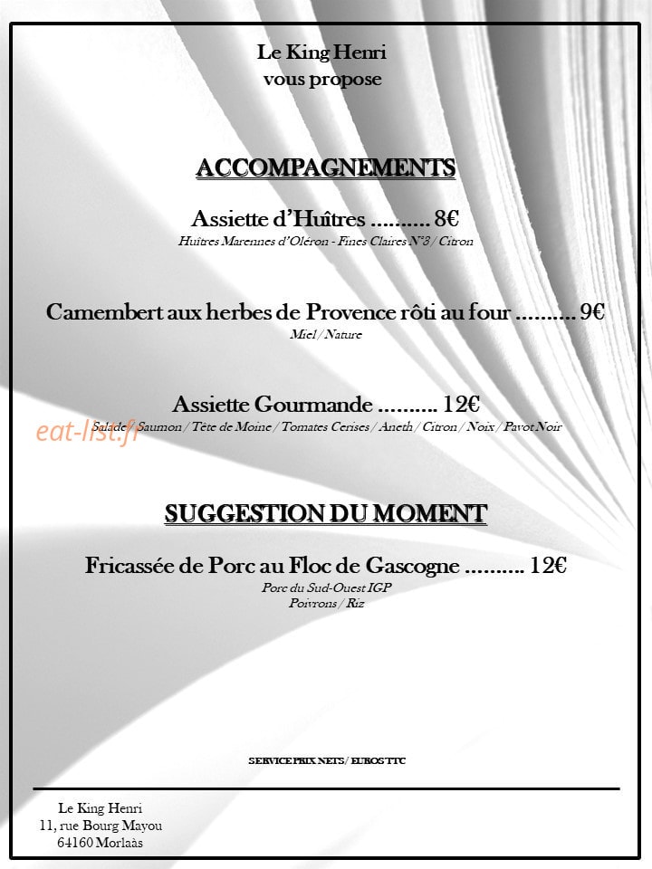 Le King Henri — carte page 2