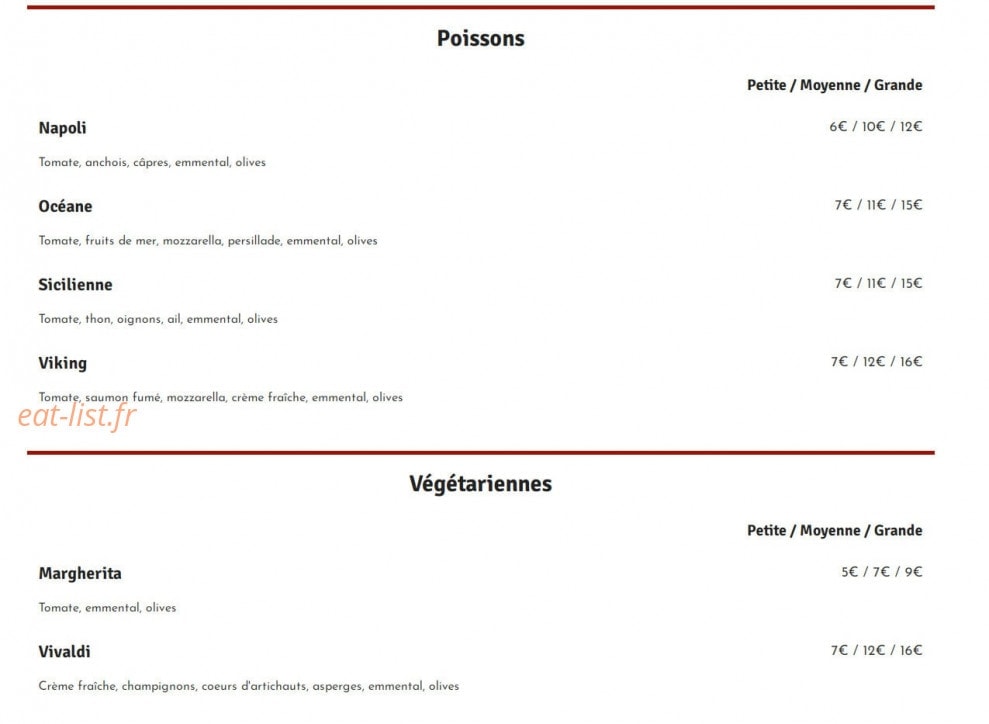 Pizzeria La Roma — carte page 3