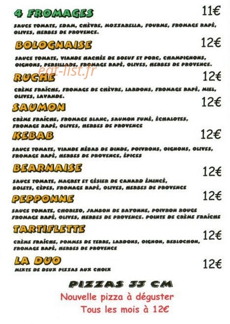 Magic Pizza — carte page 2