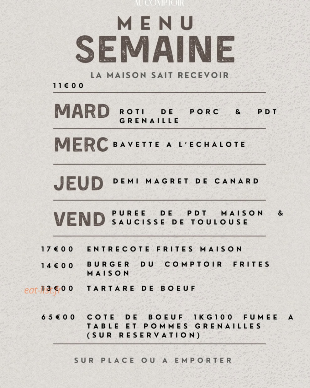 Au comptoir — carte page 1
