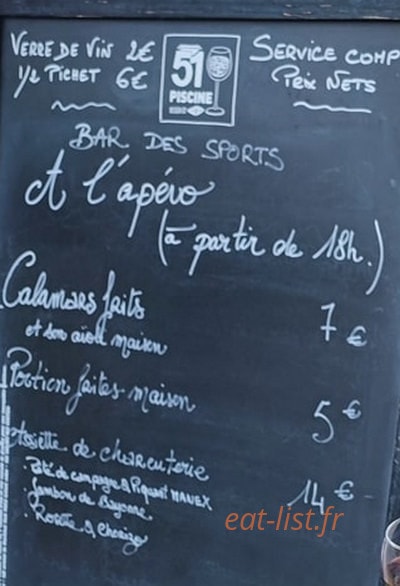 Bar des Sports — carte page 1