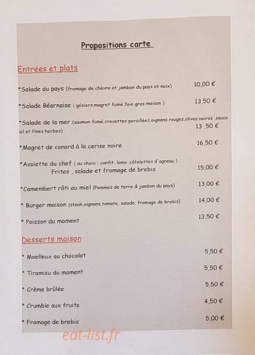 Le P'tit Bistrot — carte page 2