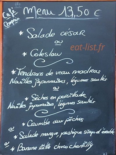 Le P'tit Bistrot — carte page 1