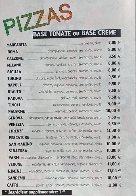 Pizzaïo'ju — carte page 1