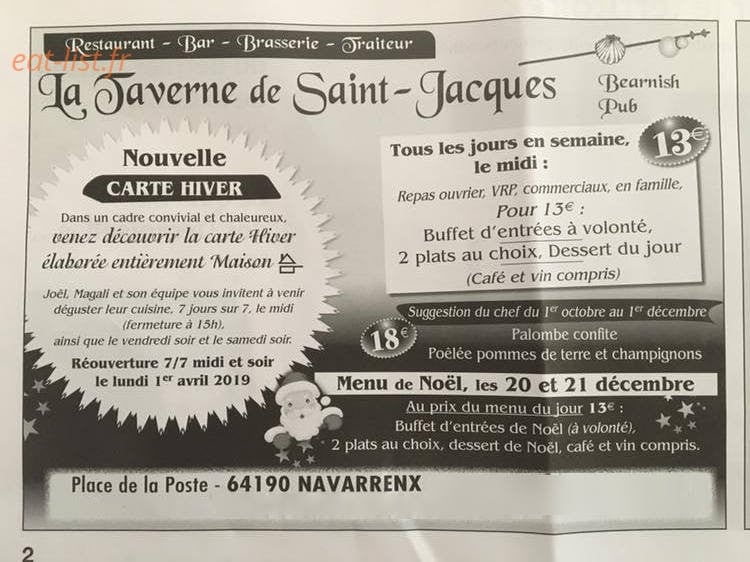 Taverne de saint Jacques — carte page 1