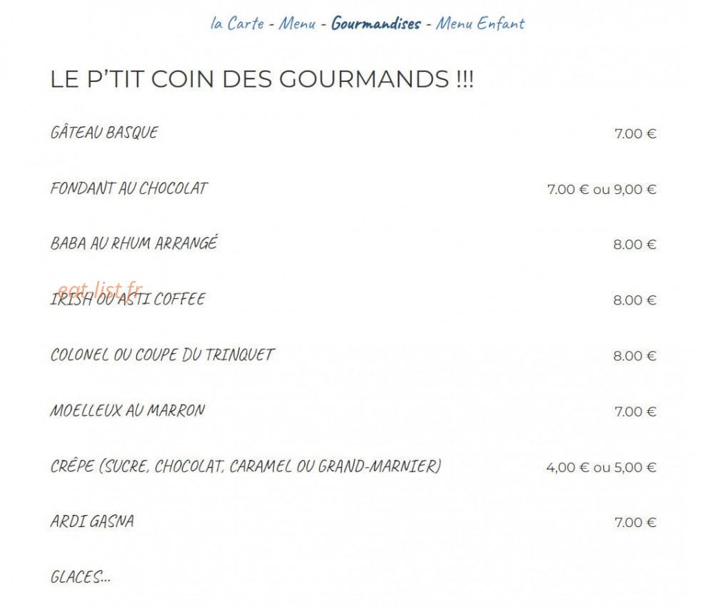 Restaurant du Trinquet d'Arcangues — carte page 3