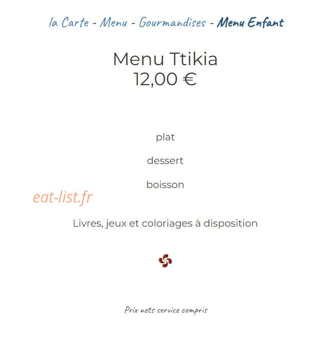 Restaurant du Trinquet d'Arcangues — carte page 4