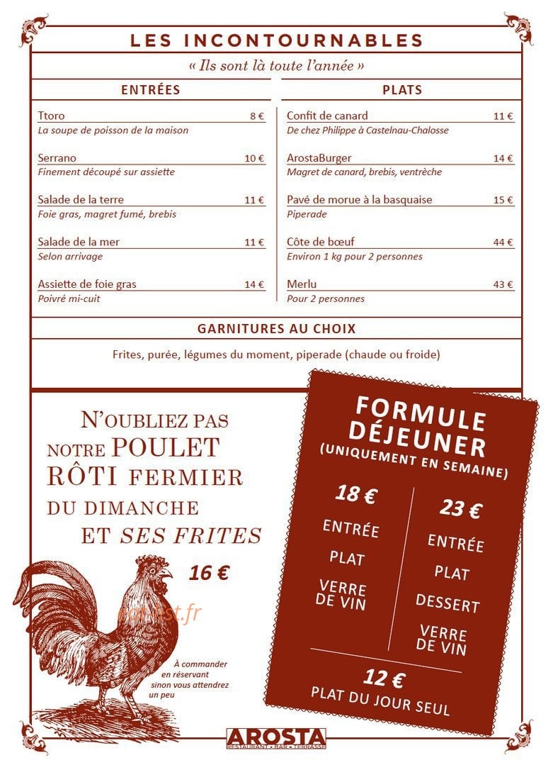 Arosta Campagne et Gourmandise — carte page 1