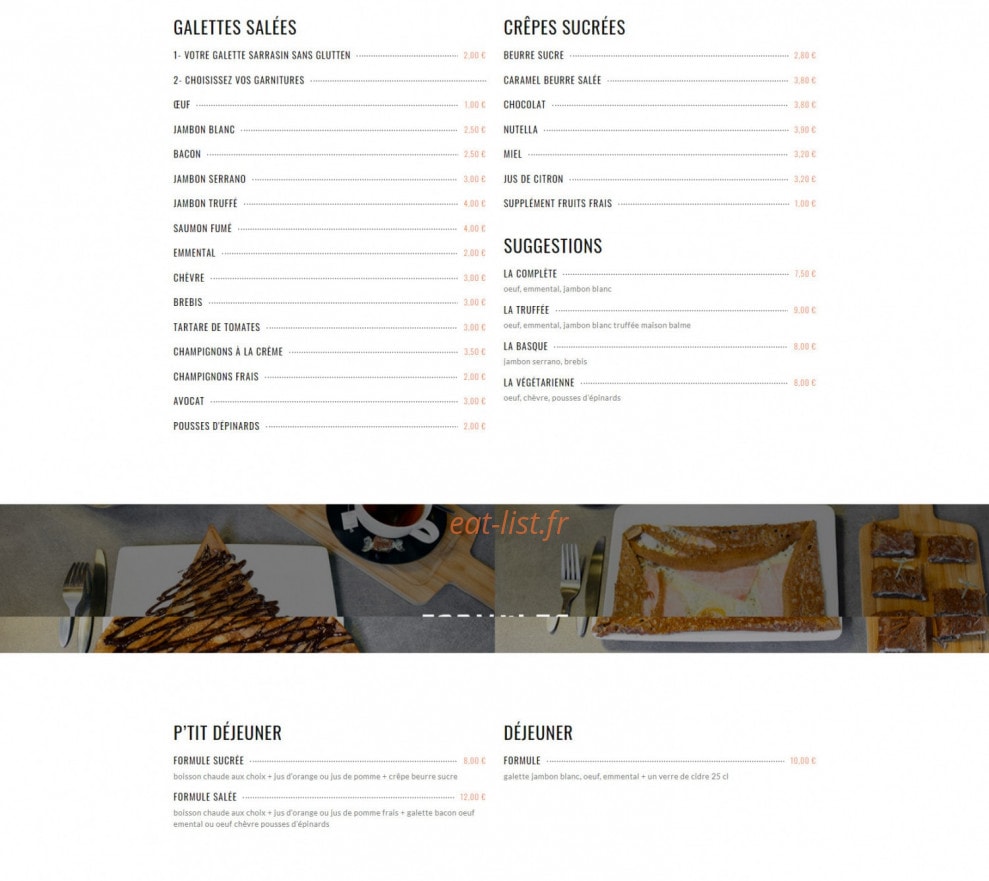 Au P'tit Dolmen — carte page 1
