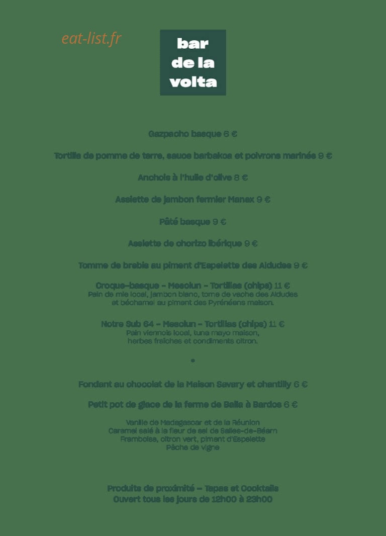 Bar de la Volta — carte page 4