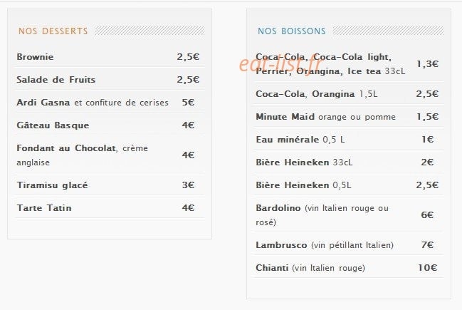 Biarritz Pizza — carte page 9