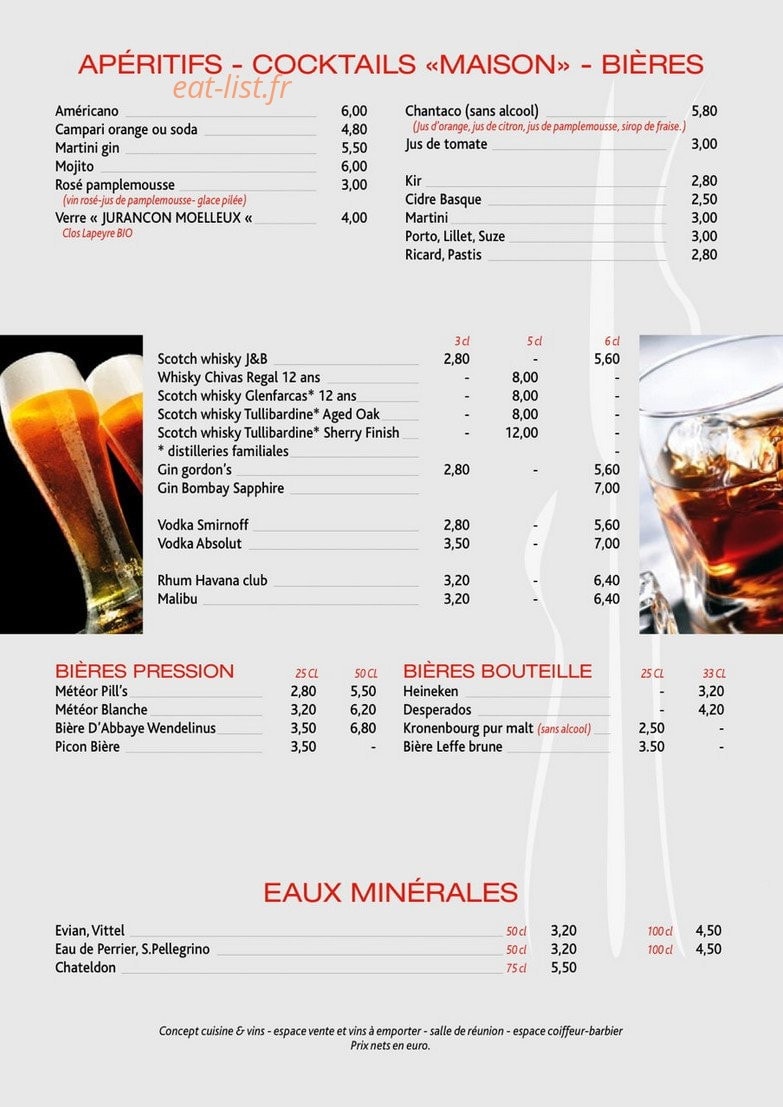 Brasserie d’Iraty — carte page 1