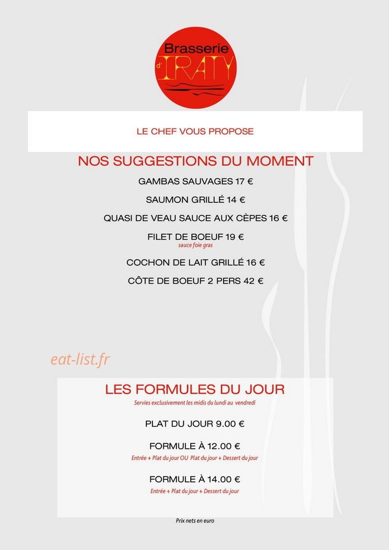 Brasserie d’Iraty — carte page 4