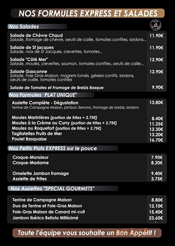 Café de la mer — carte page 3