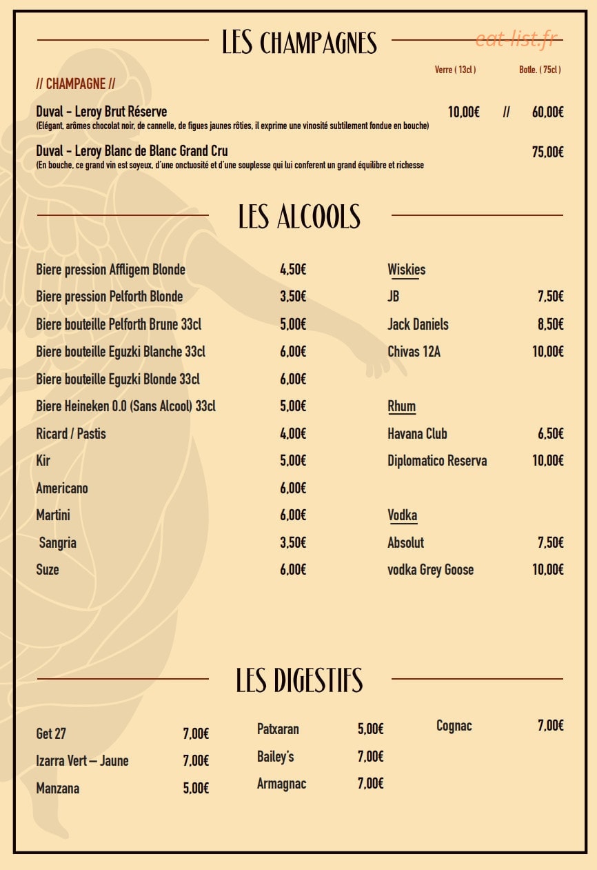 Café des artistes — carte page 6