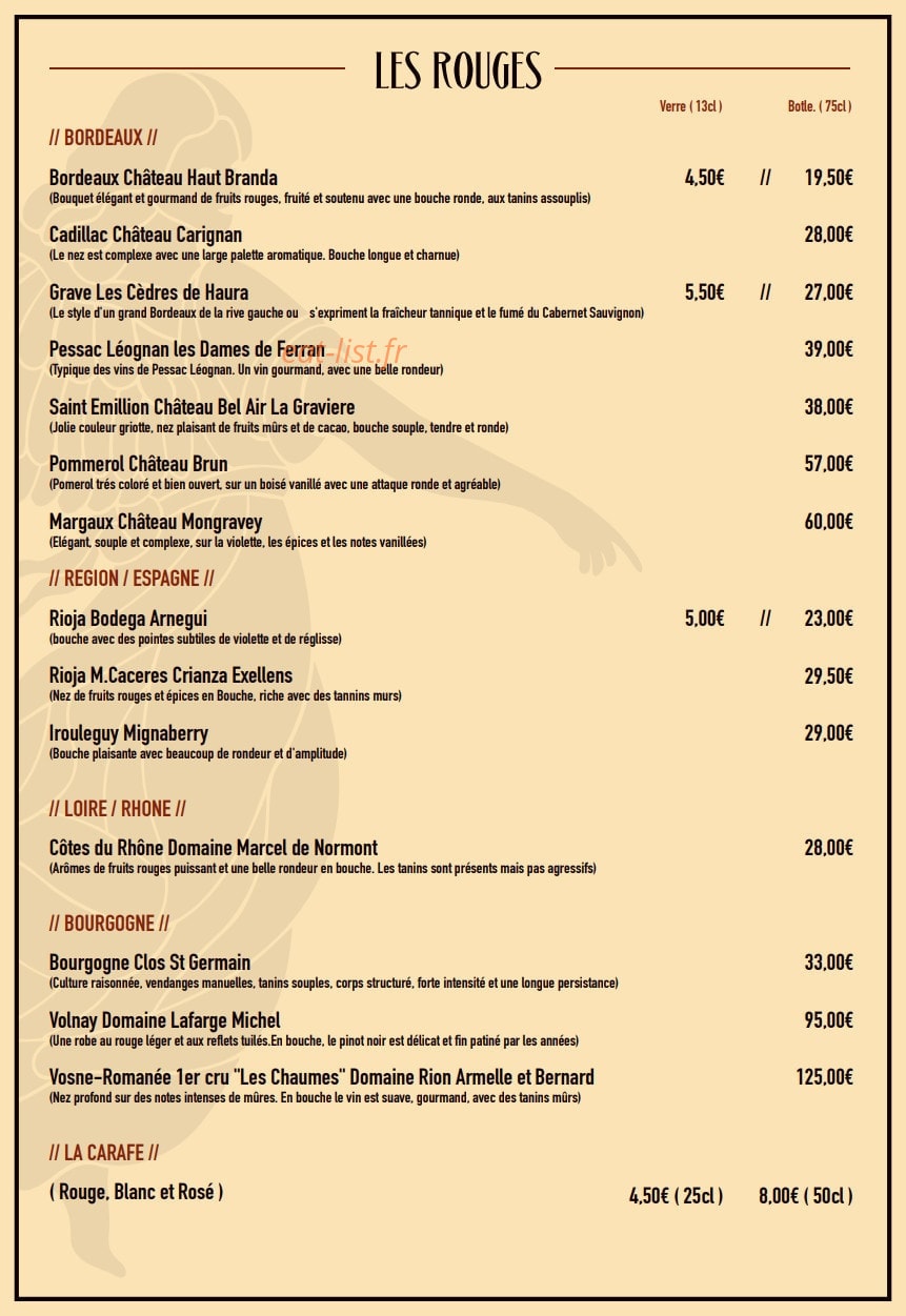 Café des artistes — carte page 4