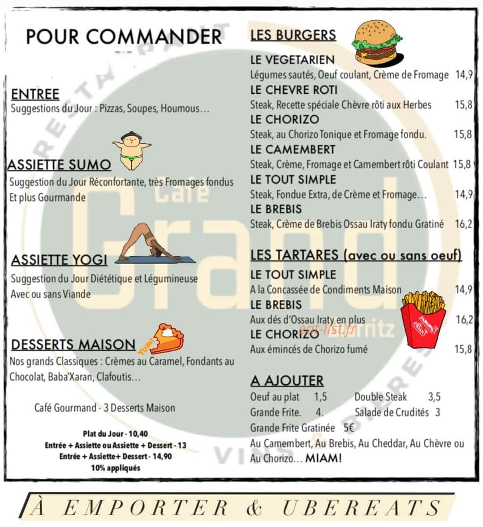 Café Grand — carte page 1