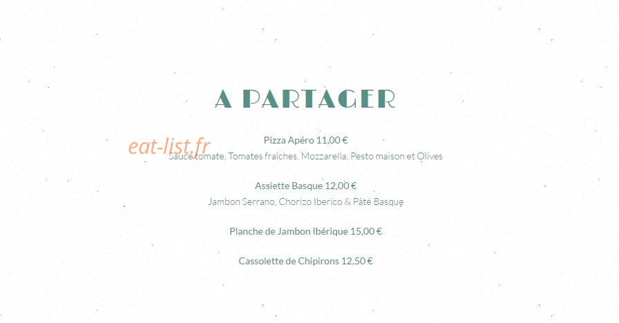 Chez Coco — carte page 1