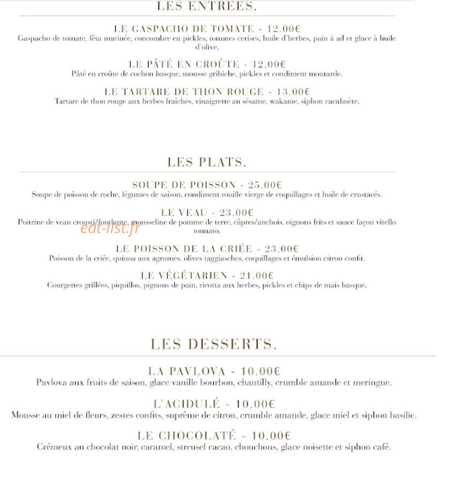 Chez Eugénie — carte page 2