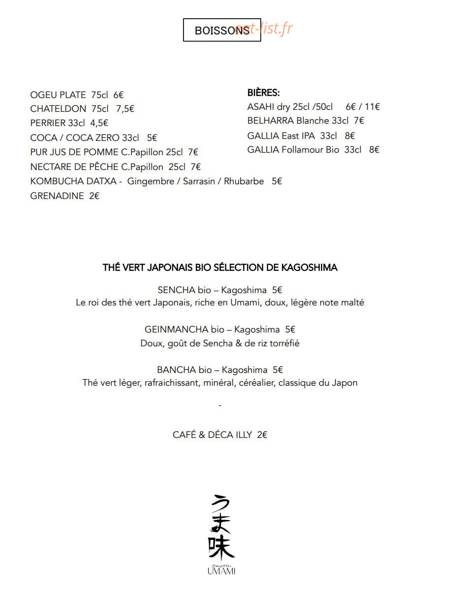 Comptoir Umami — carte page 9