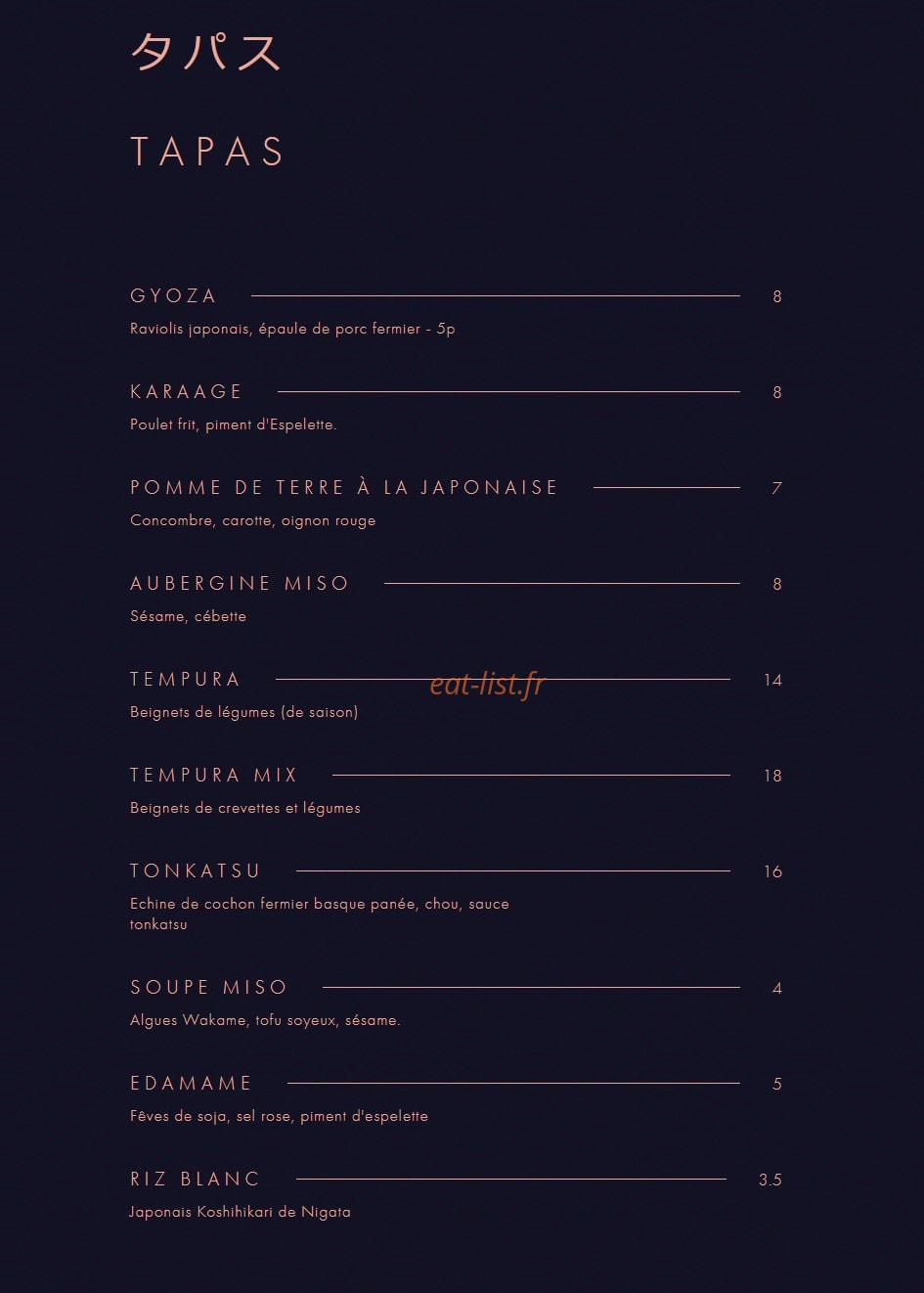 Comptoir Umami — carte page 2