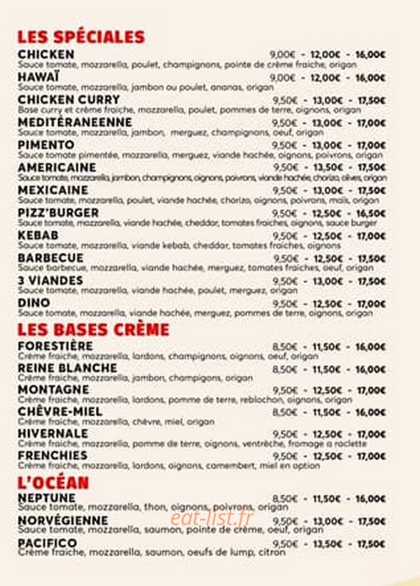 Dino Pizza — carte page 3
