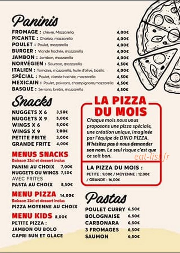 Dino Pizza — carte page 4