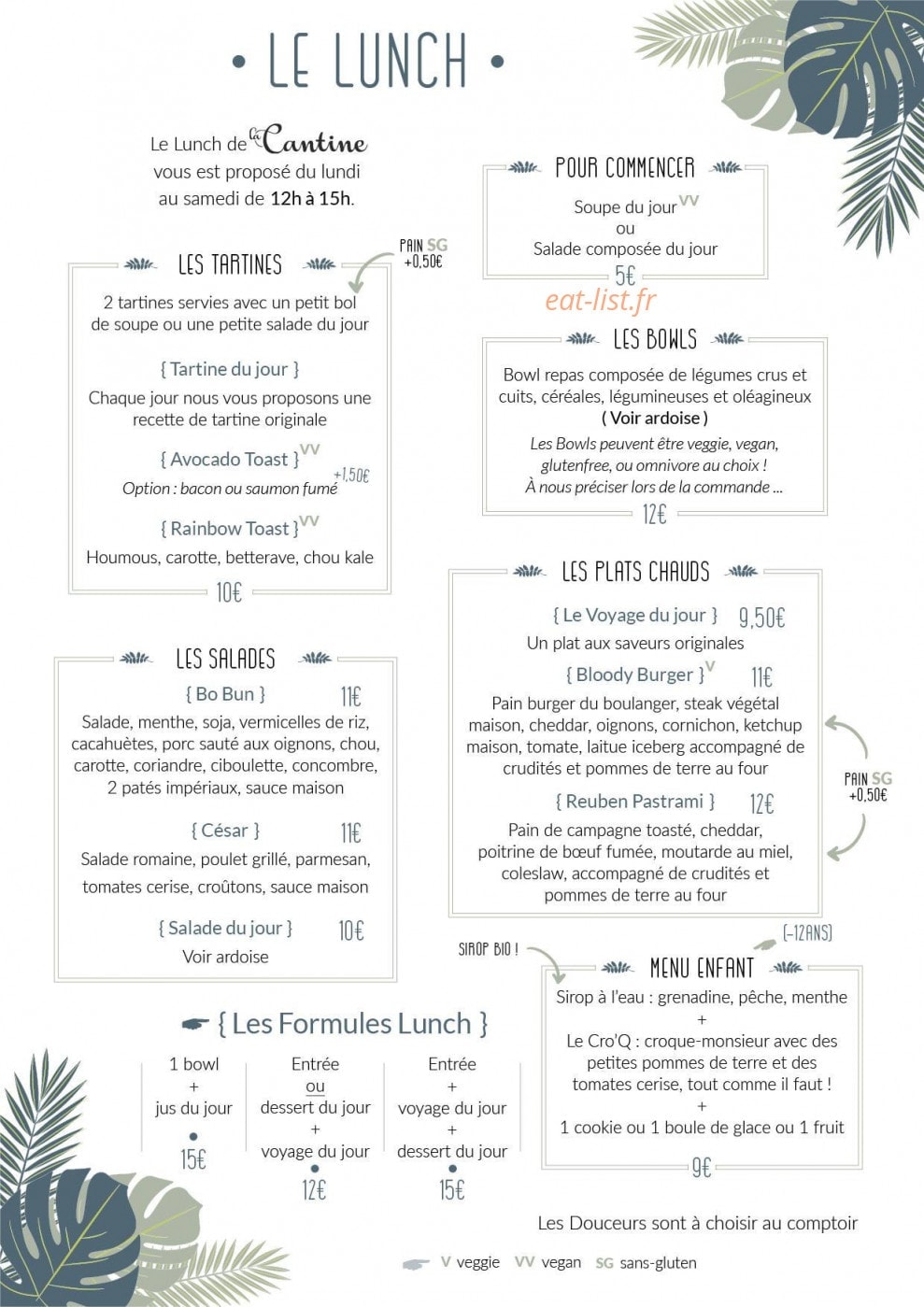 La Cantine — carte page 1