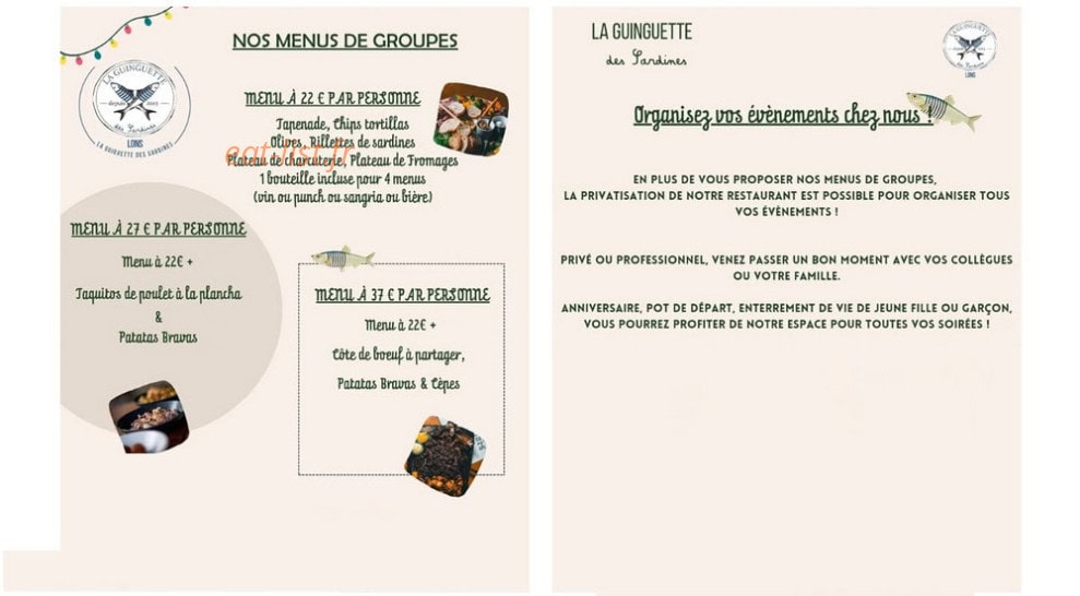 La Guinguette des Sardines — carte page 1