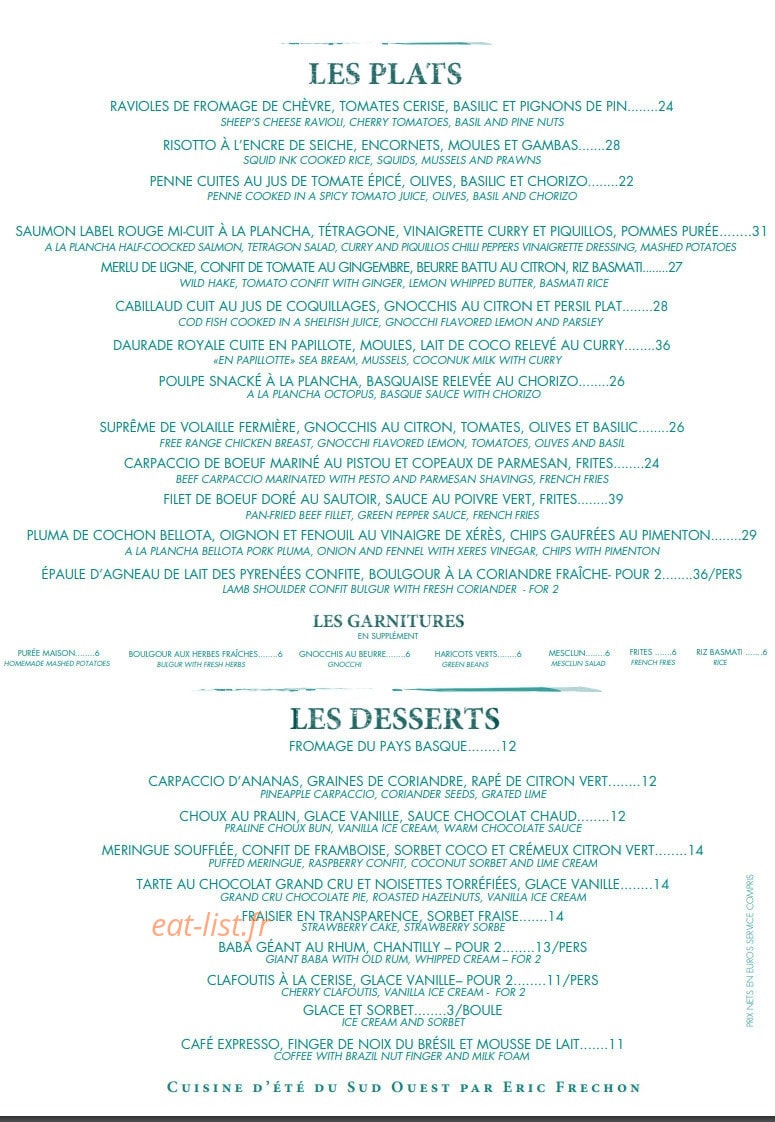 La Petite Plage — carte page 5