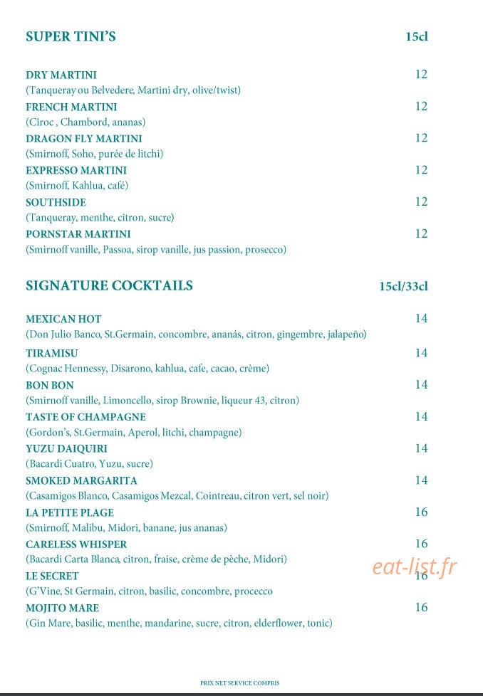 La Petite Plage — carte page 12
