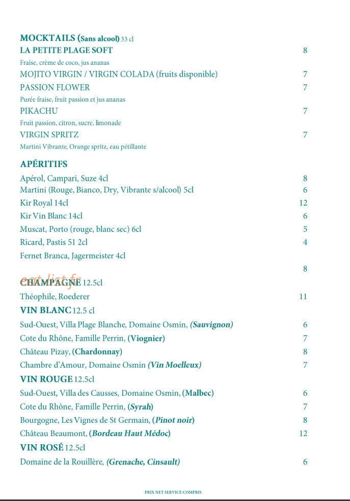 La Petite Plage — carte page 7